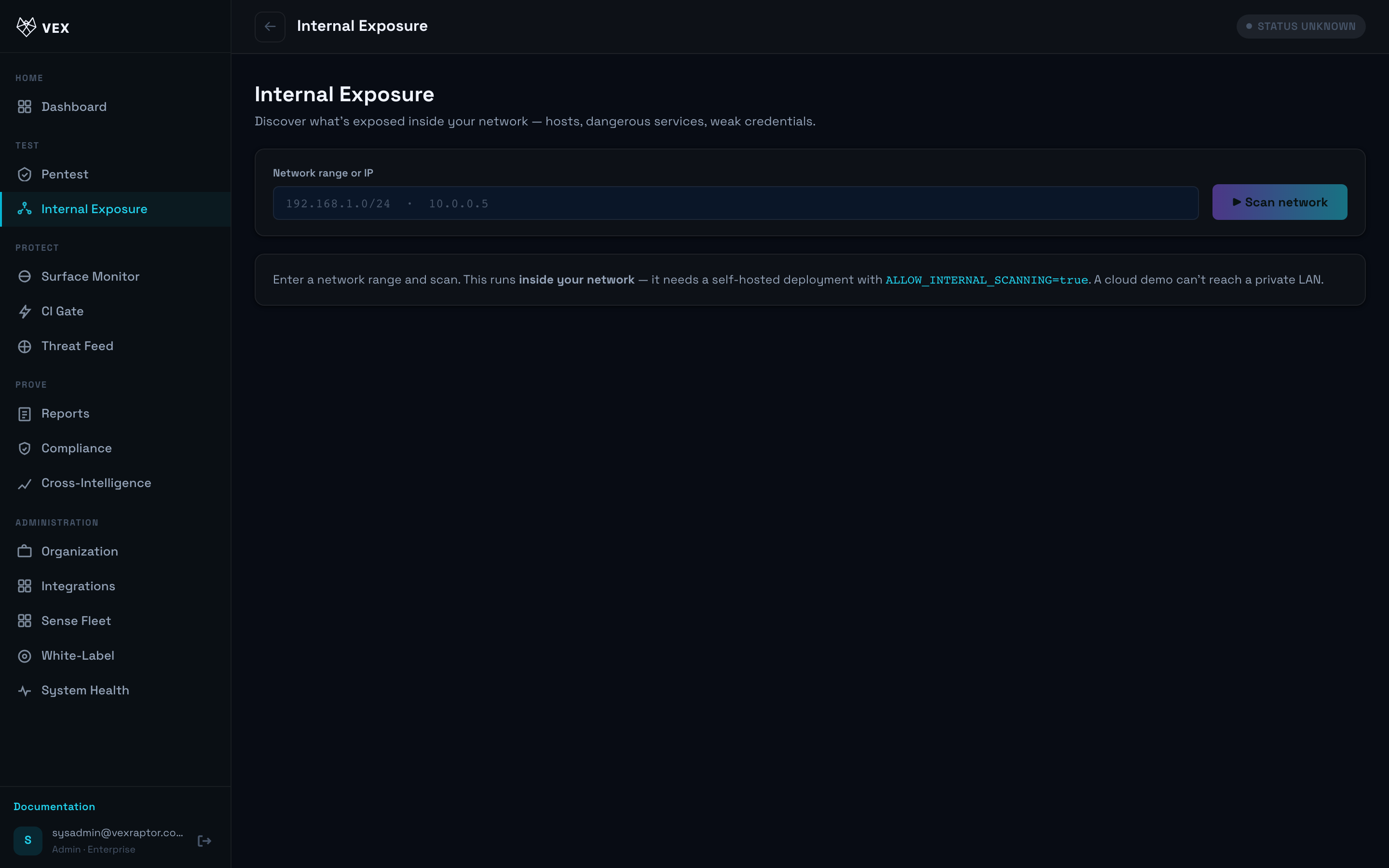 Vex Raptor console — network-asset-detail